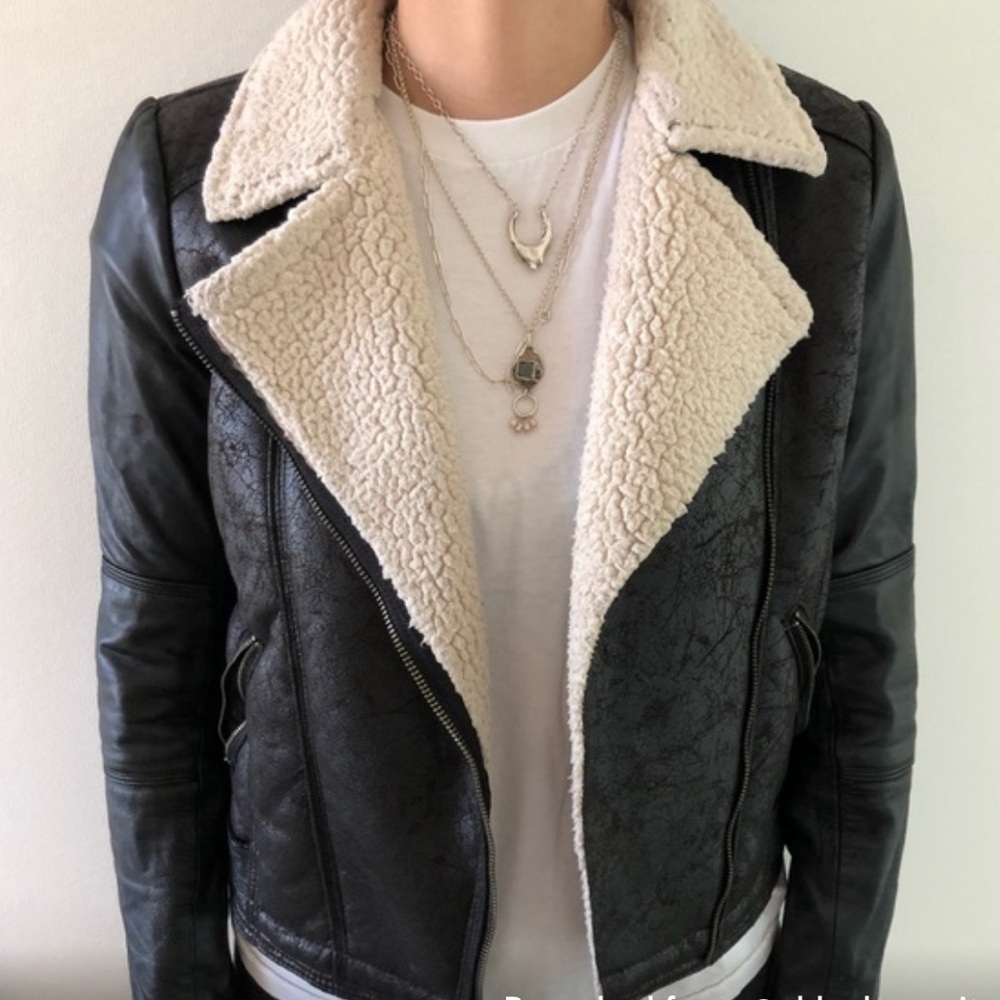 Vintage Leather Pilot Jacket with Shearling